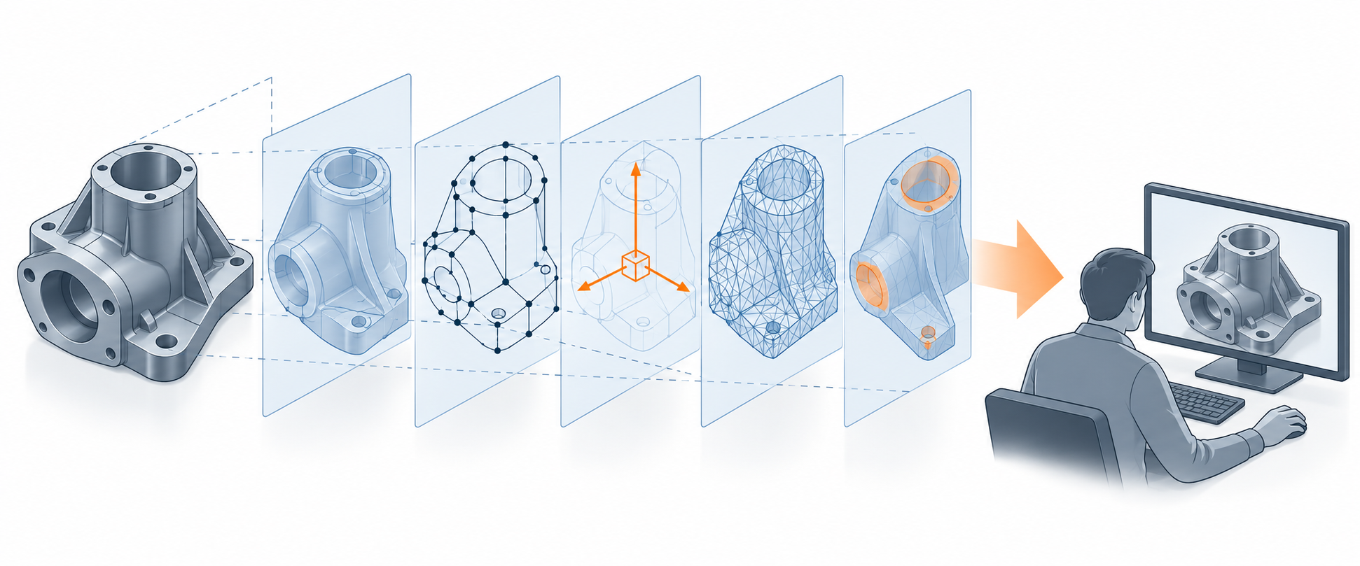 Separate geometry layers in a design handoff: shape, topology, units, mesh attributes, and receiver task