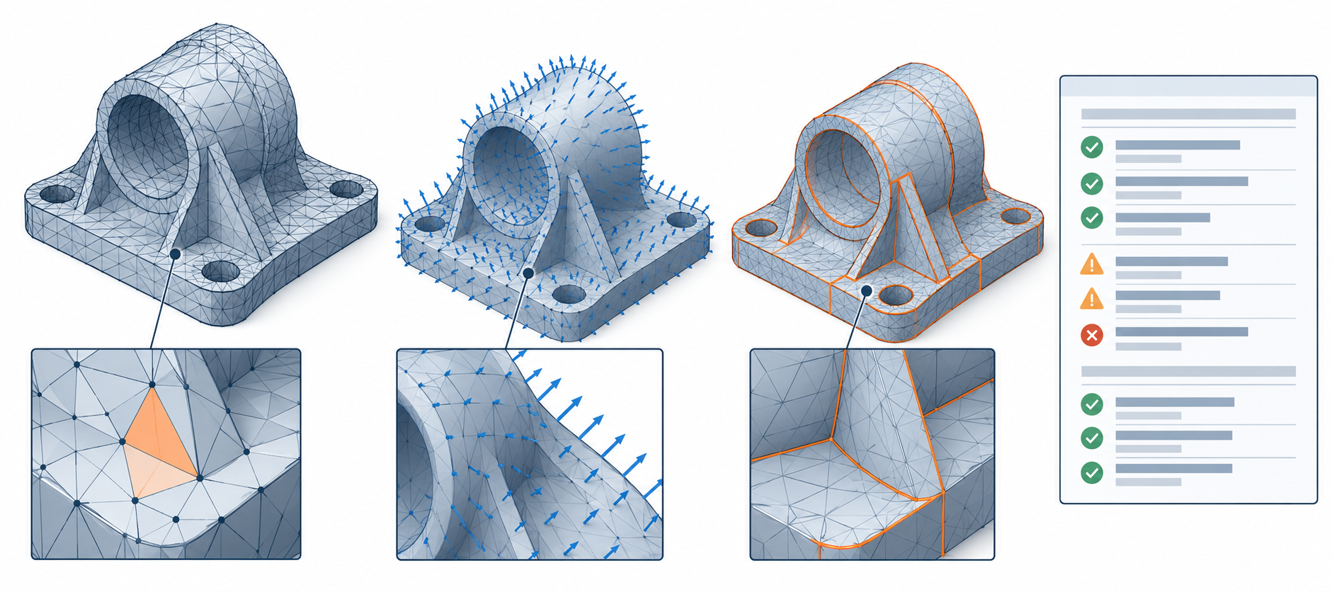 Mesh payload inspection alongside a format-level preflight, kept separate from a source-to-received geometry comparison