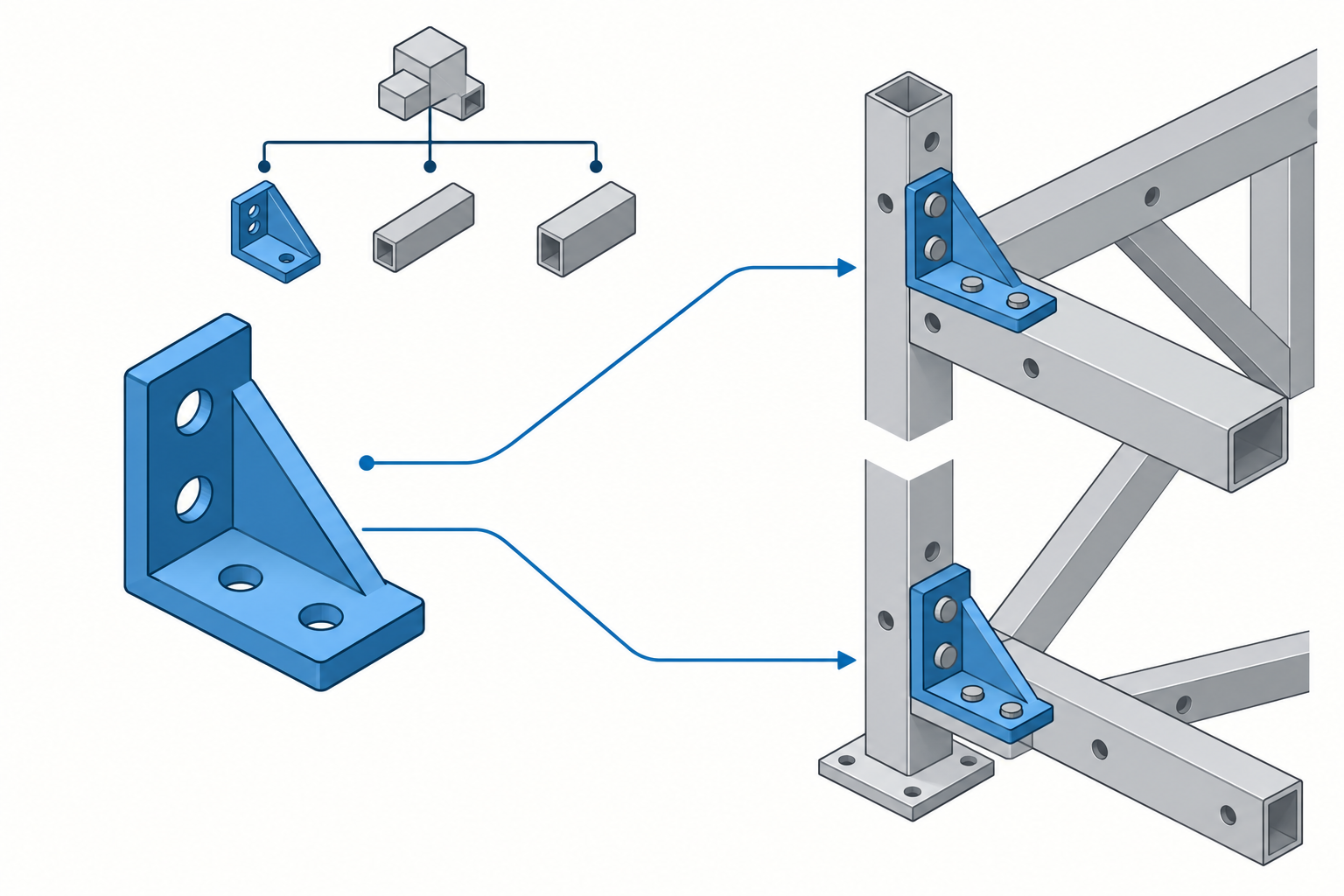 A shared component definition branches into two distinct placed occurrences in an assembly.